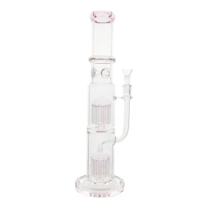 Pink Double Tree Percolator Bong - 16 inches