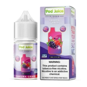 Pod Juice Sakura Grape PJ5000 TF 30ml Nic Salt Vape Juice - 35mg (Synthetic Nicotine)