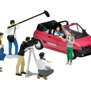 Tomytec Geocolle 1/64 Car Snap 11A TV Crew with Honda City Cabriolet Set