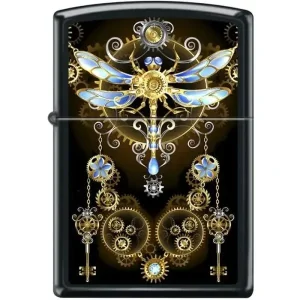 Zippo Lighter - Dragonfly Steampunk Black Matte